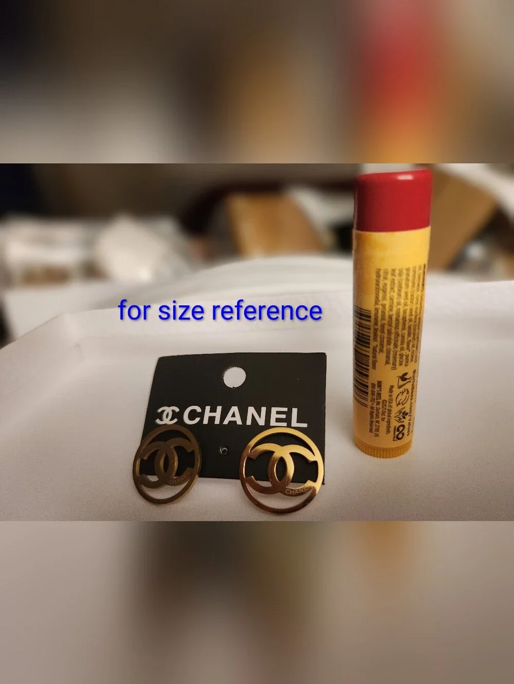 CHANEL Gold Circular Interlocking CC Logo Stud Earrings